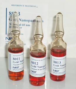 picture of ampoules of NIST's Gold Nanoparticle Reference material